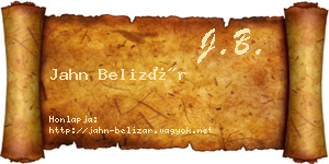 Jahn Belizár névjegykártya